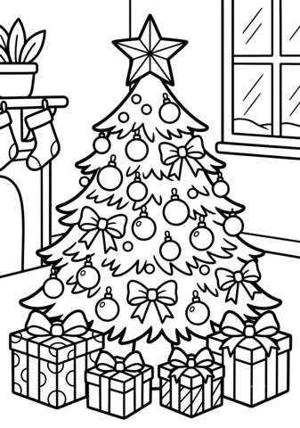 クリスマスツリーのぬりえ 無料印刷